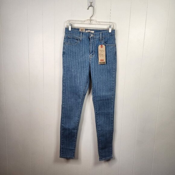 LEVI'S 720 High Rise Super Skinny Sapphire Stripe Jeans New NWT Size 28 Stretch - Picture 3 of 13